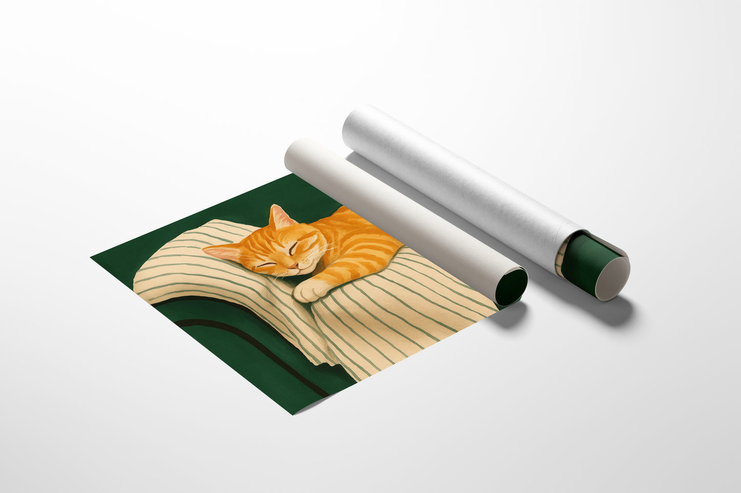 Striped Cat Napping on the Couch