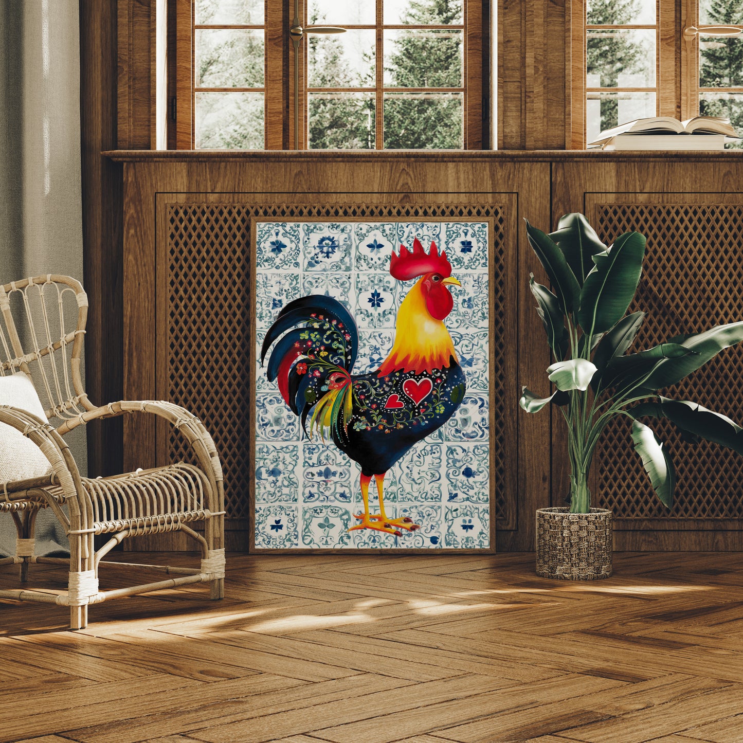 Morning Rooster Meets Portuguese Tiles