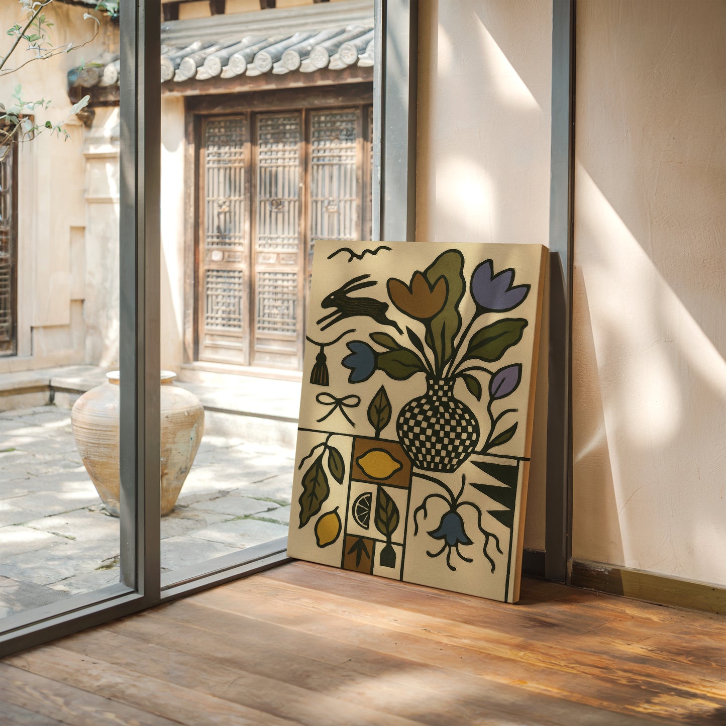 Lemon Rabbit Folk Vase