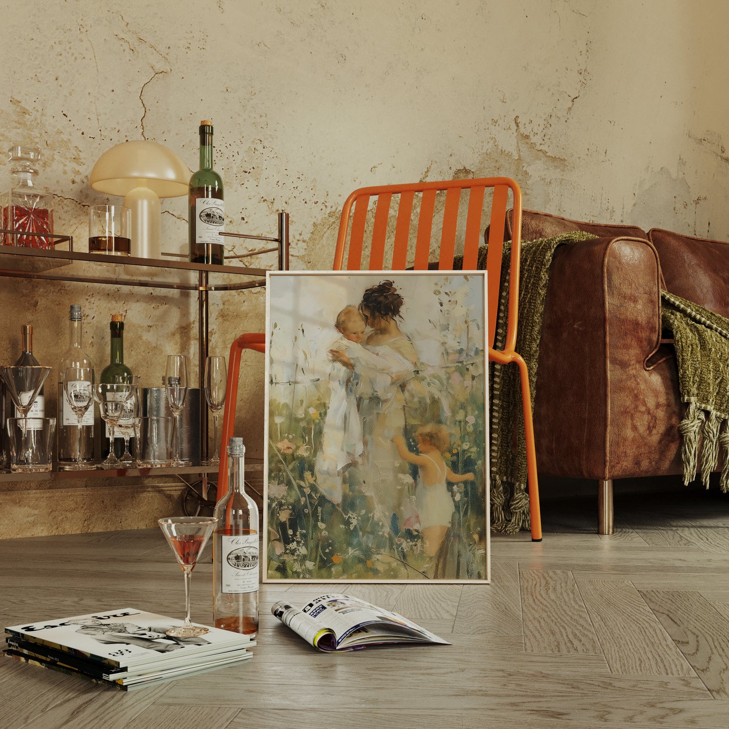 Mother and Children in the Summer Meadow