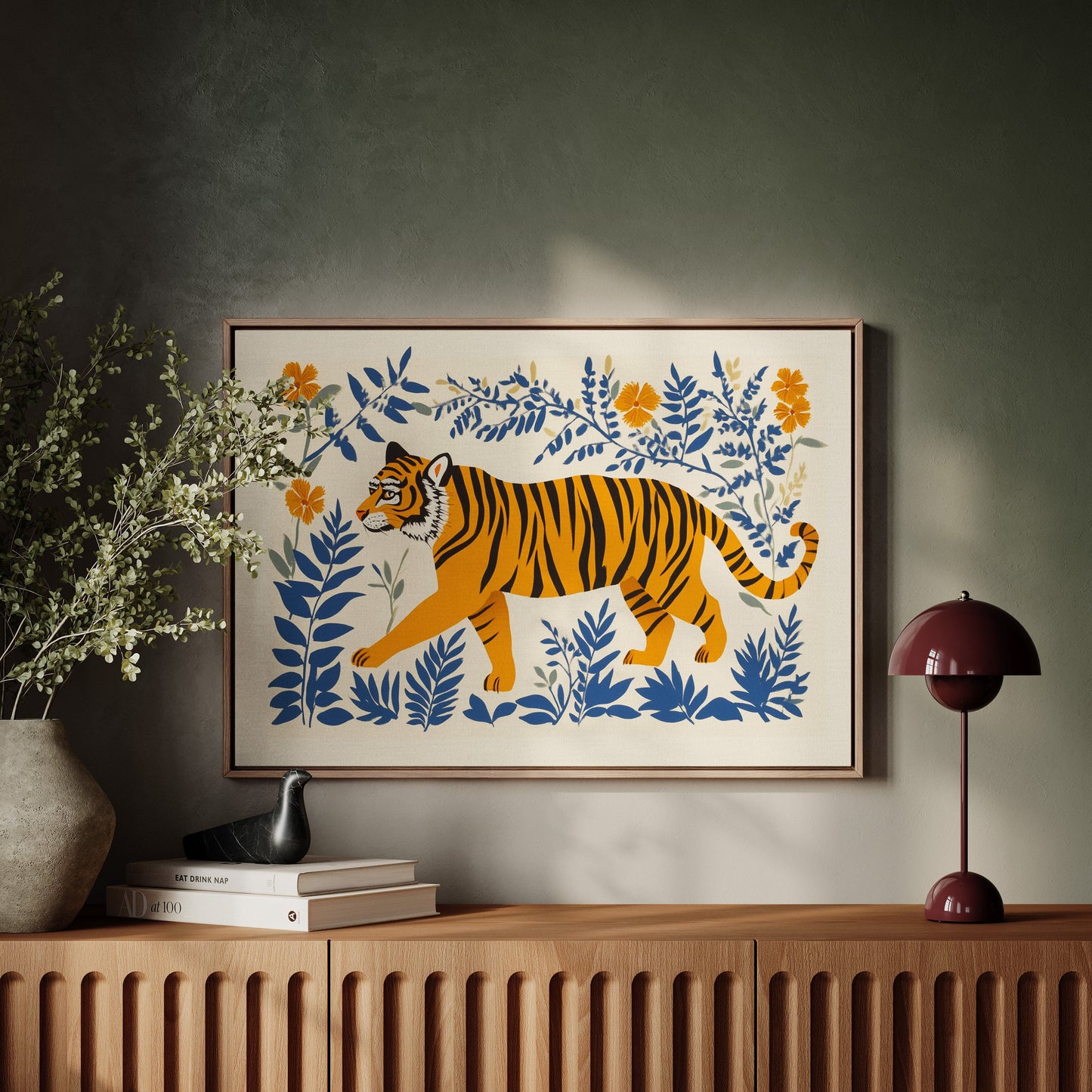Majestic Tiger Print – Bold Jungle Art, Modern Folk Style Wall Decor