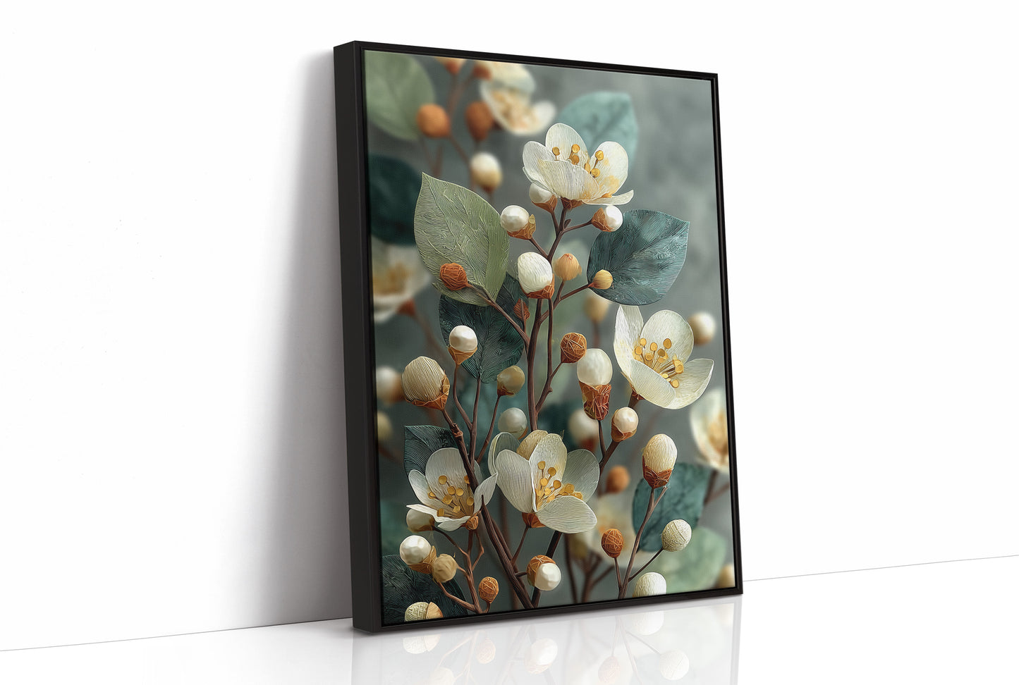 Cream Blossoms and Amber Buds