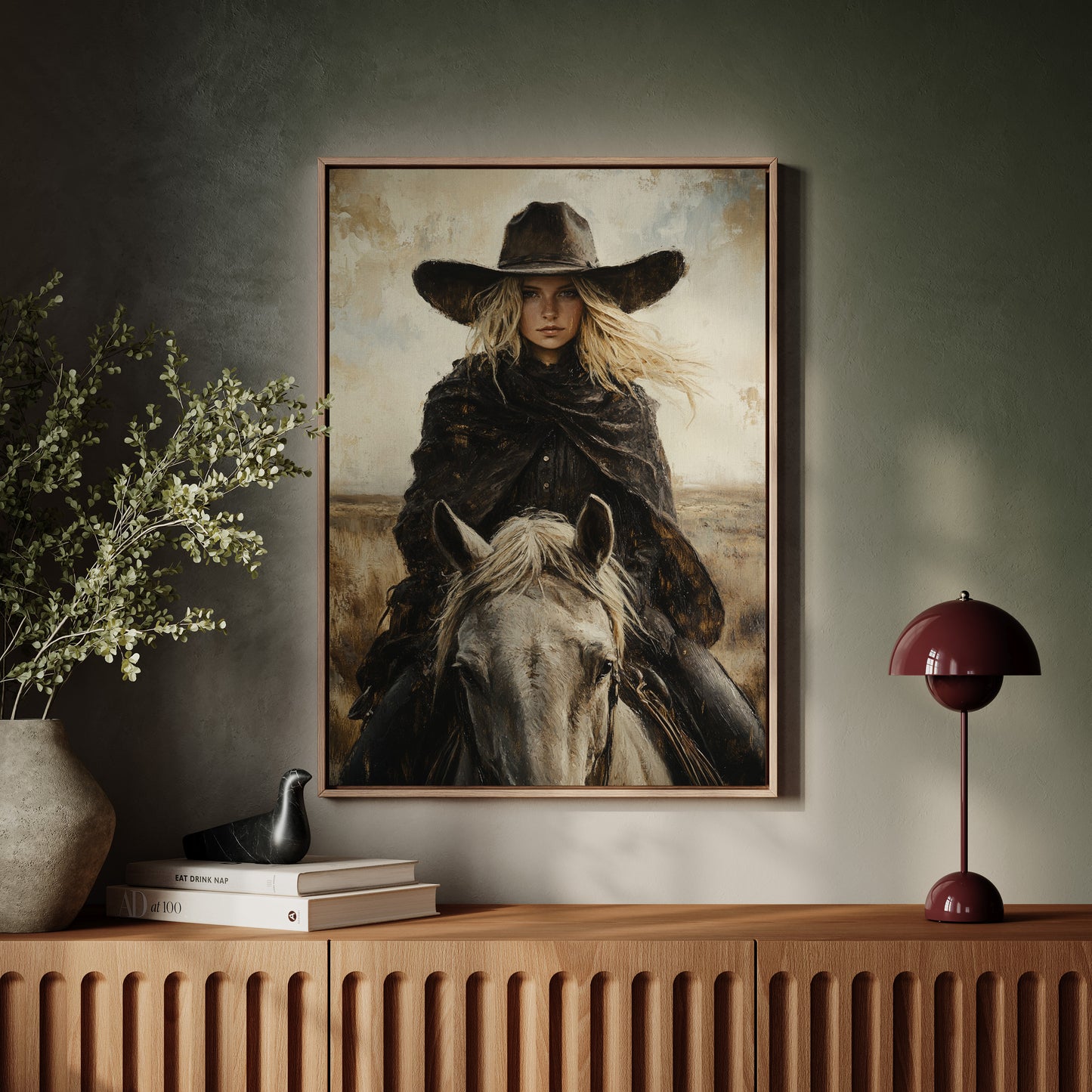 Rider in Black on White Horse