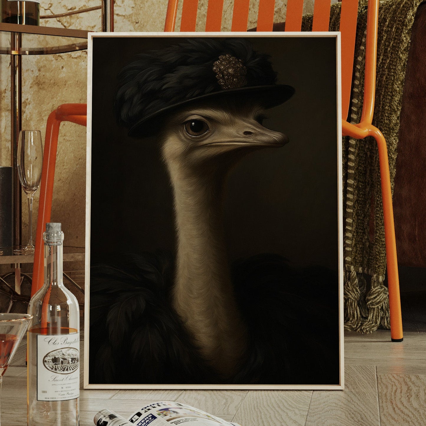 Ostrich in a Feathered Hat