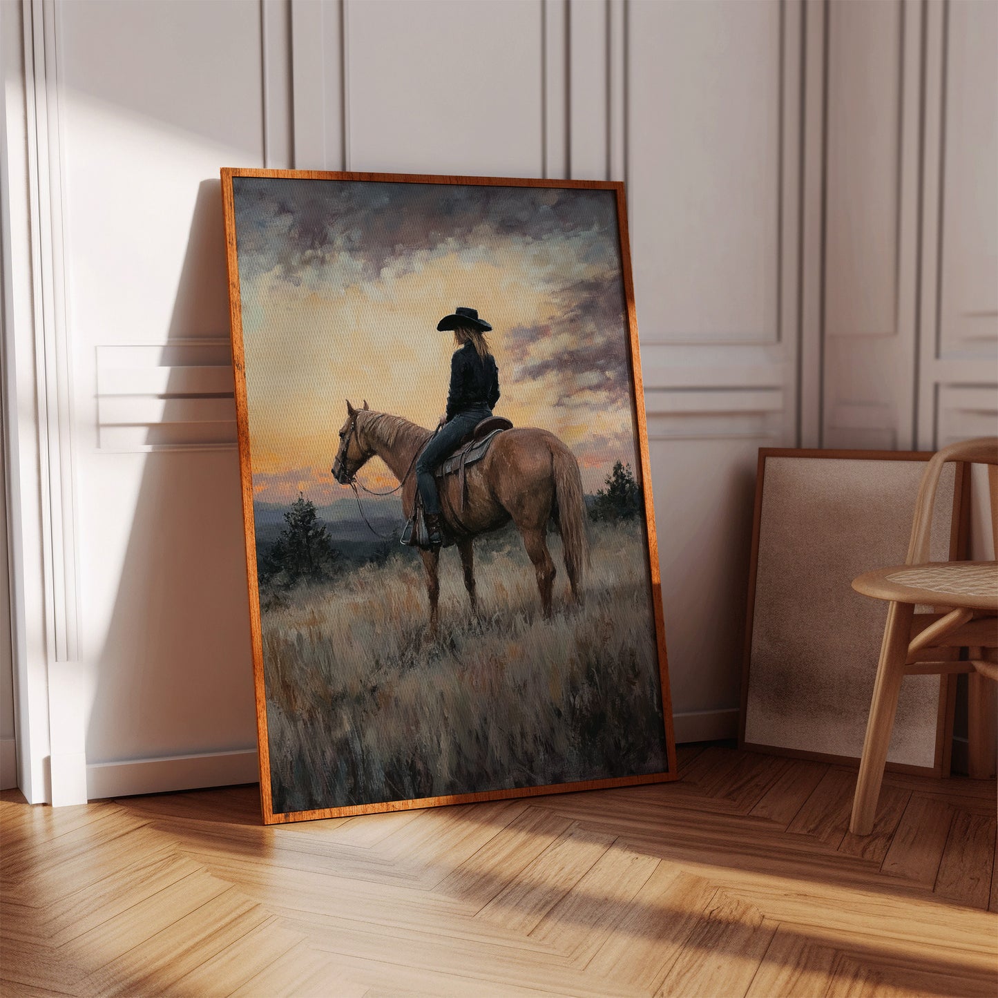 Evening Watch – Cowgirl and Horse at Sunset
