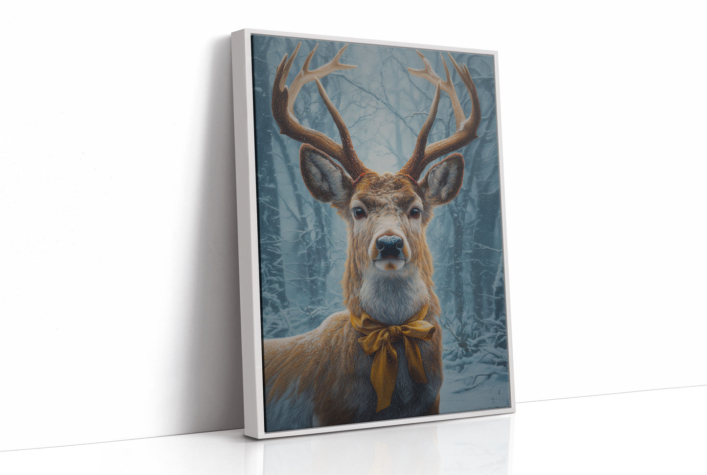 December's Stag Wears Golden Ribbon