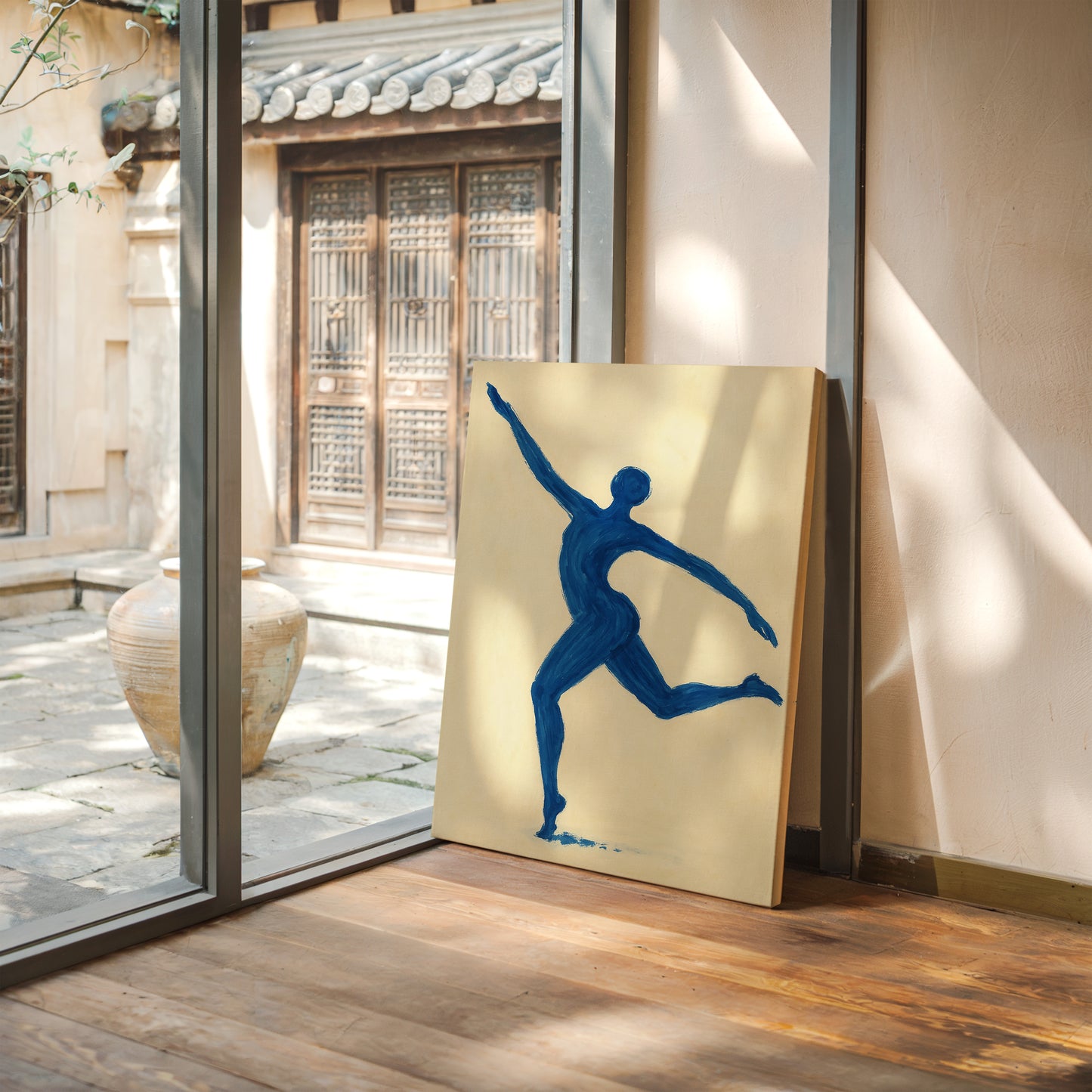 Leaping Figure in Indigo Grace