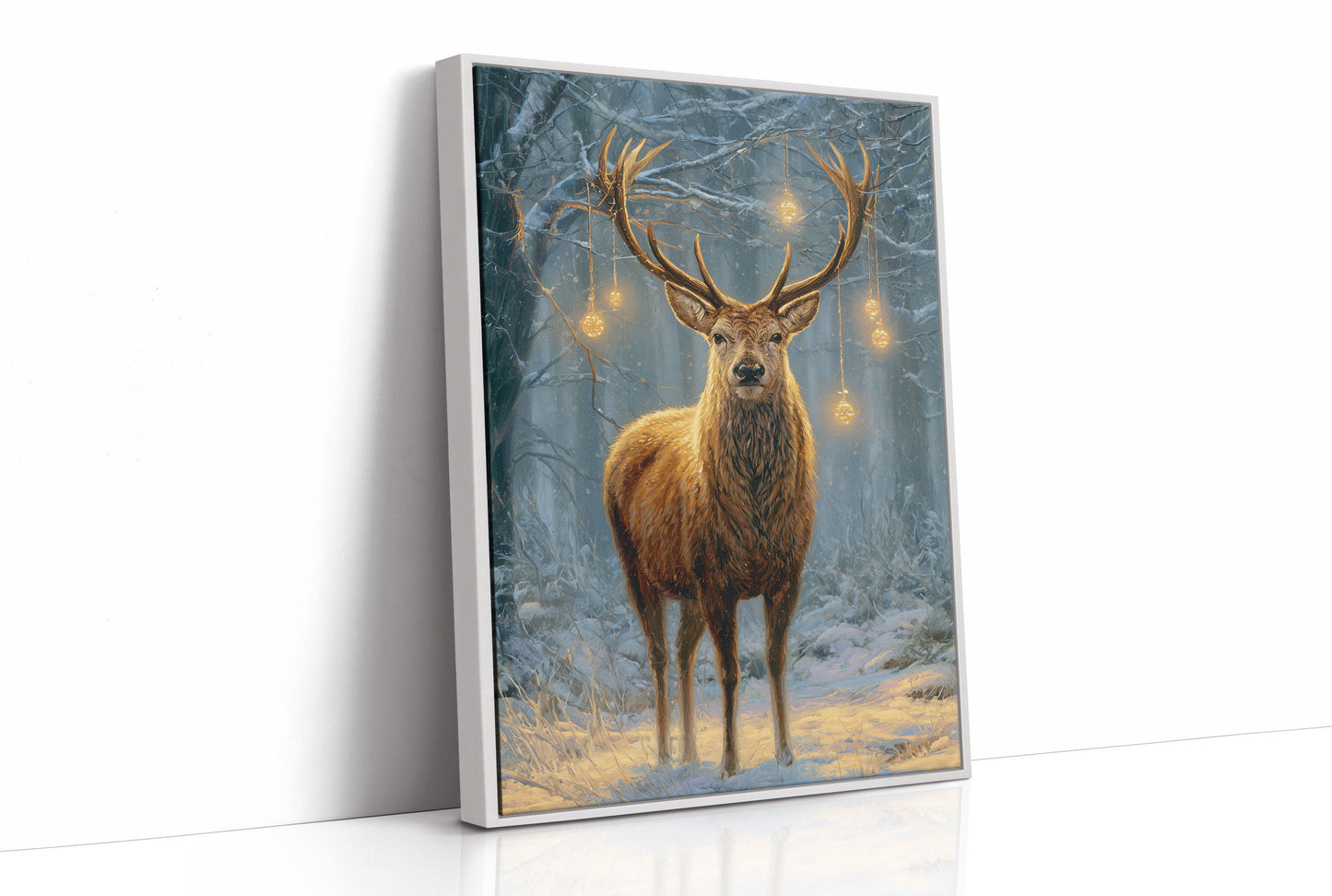 Stag Beneath December's Golden Lights