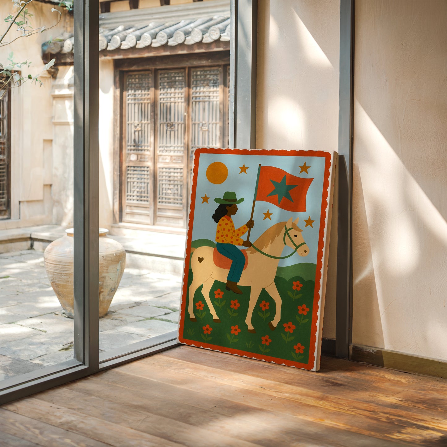 Star Rider in a Flowered Field