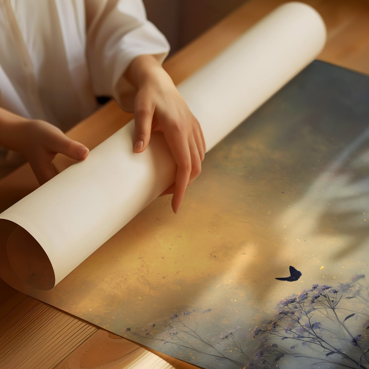 Birds Dance Through Golden Fog