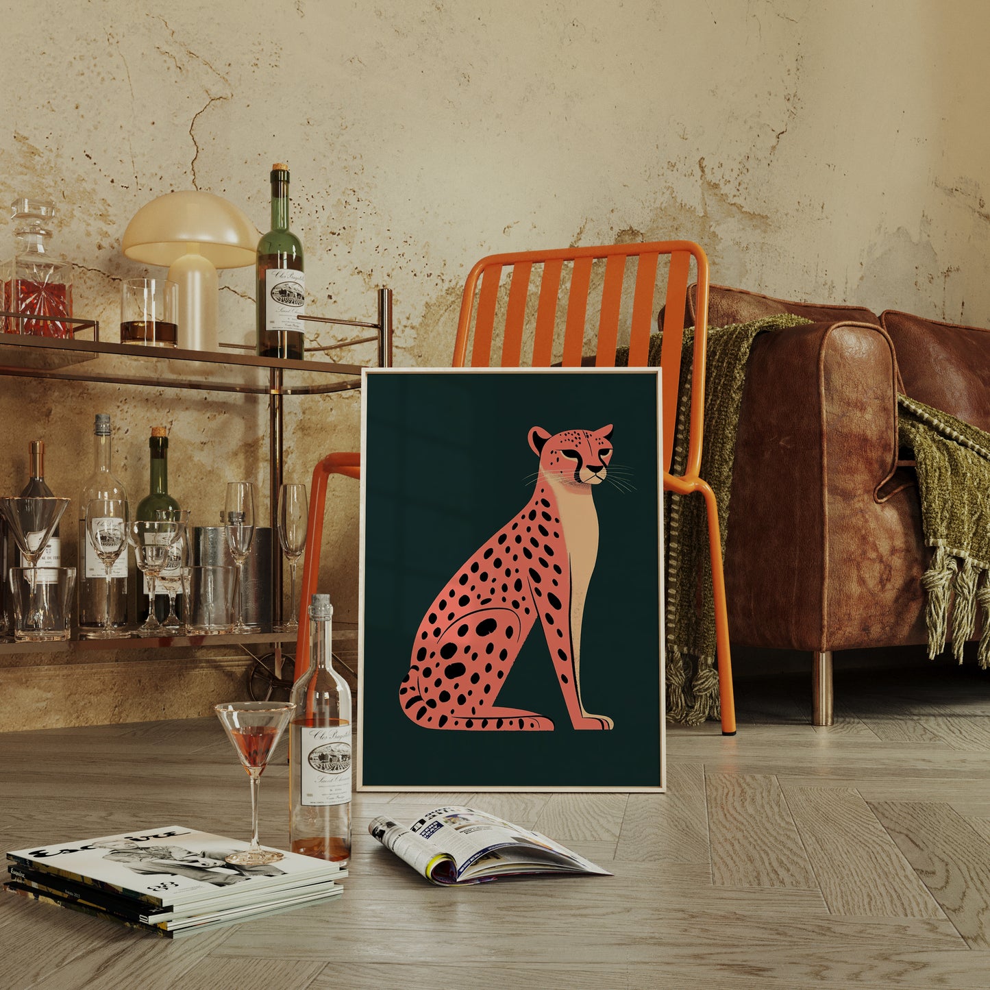 Pop Art Cheetah in Coral
