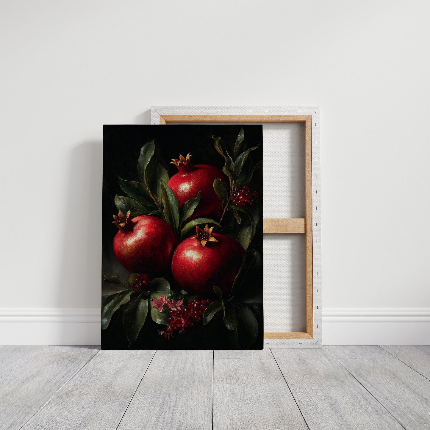 Crimson Jewels Against Midnight Canvas