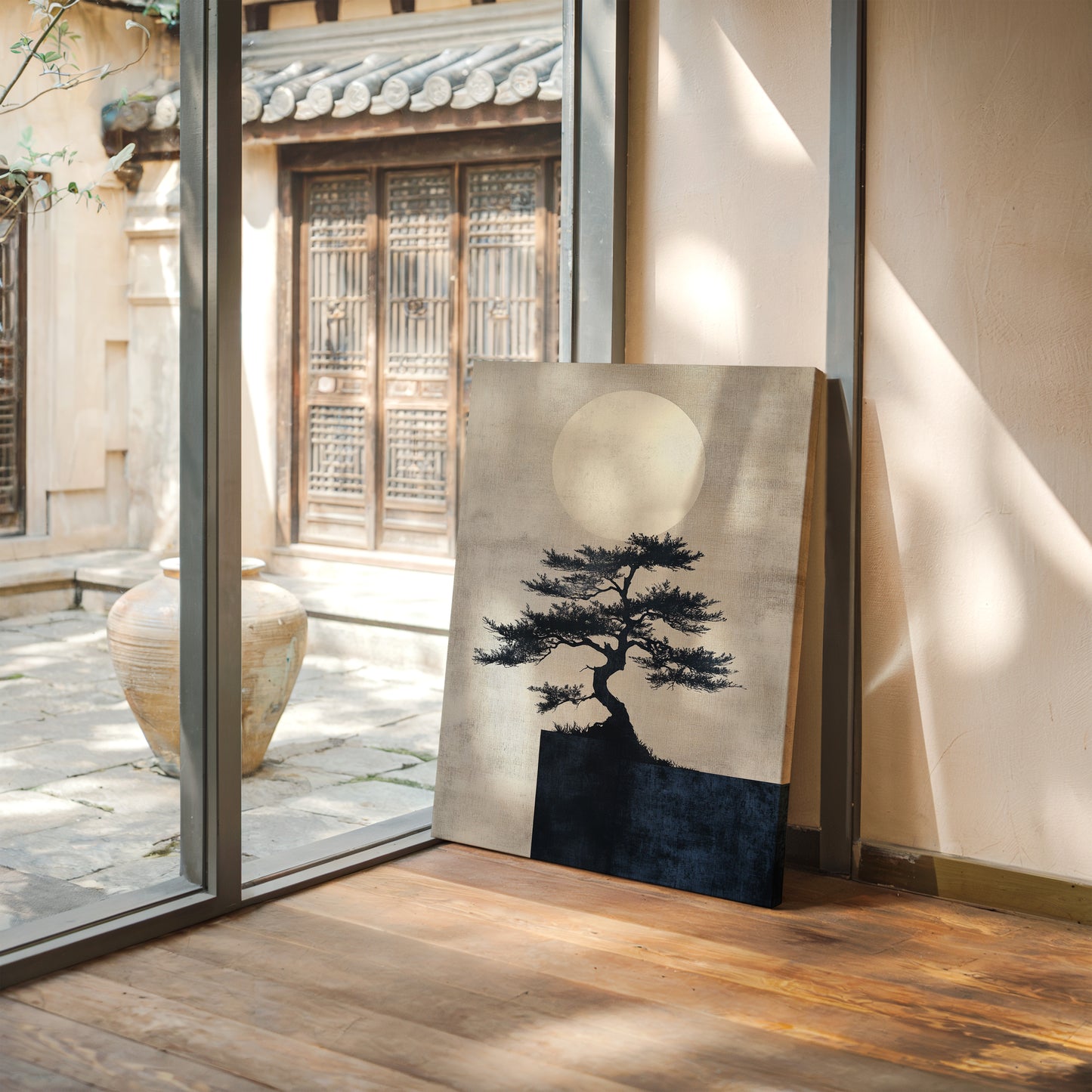 Zen Bonsai Tree Art – Minimalist Japanese Wall Print