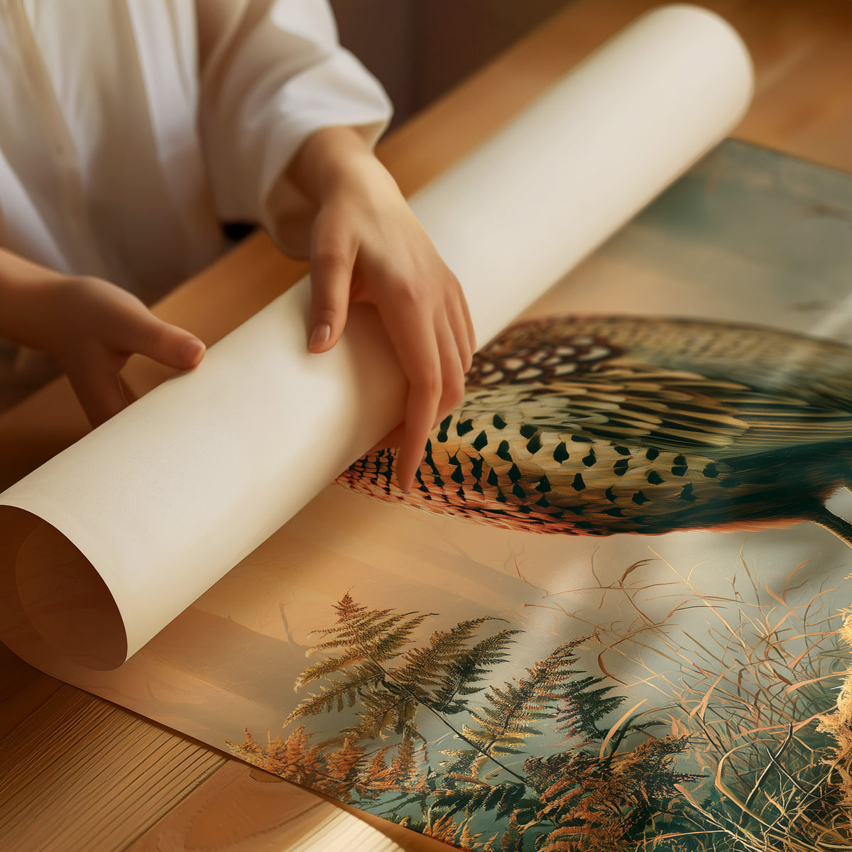 Pheasant at Dawn — Autumn Forest Wildlife Painting