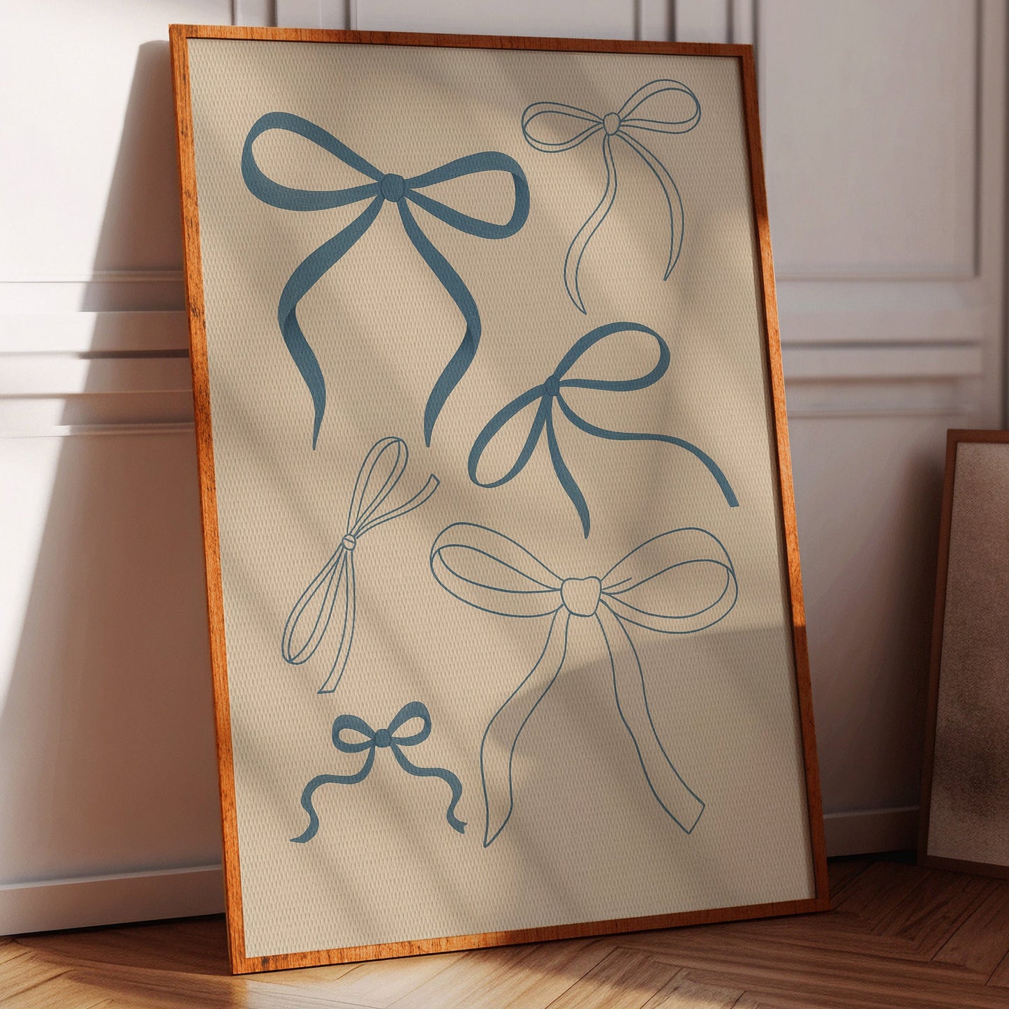 Whimsical Blue Bows Minimalist Print