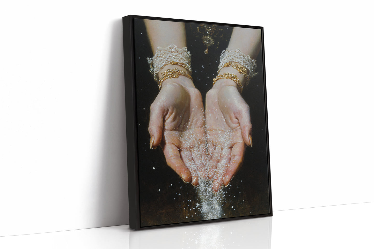 Glistening Moments Between Fingers