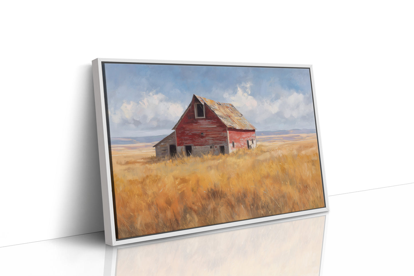 Weathered Red Against Golden Fields