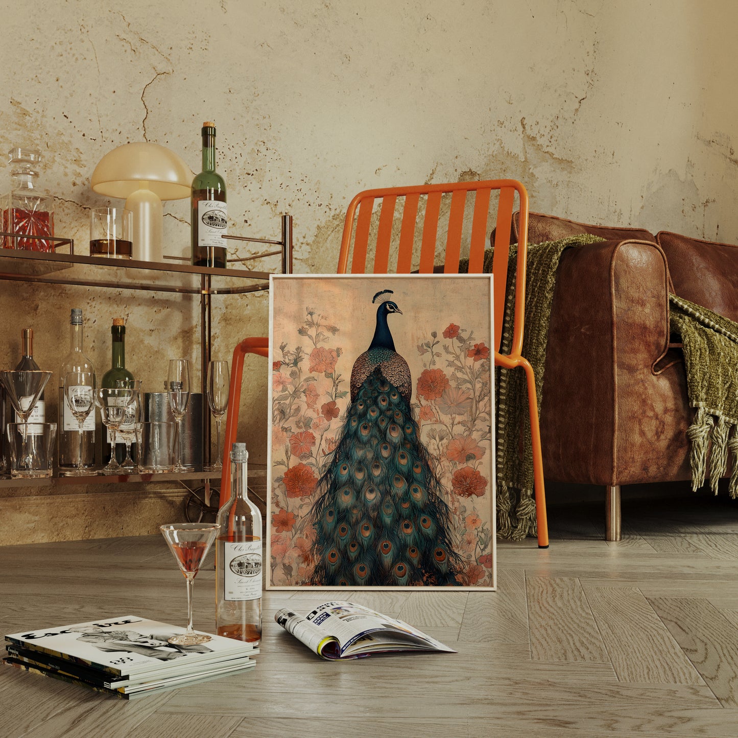 Antique Elegance with Scarlet Bloom