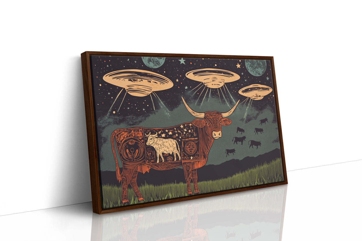Alien Engraving on the Cosmic Cow