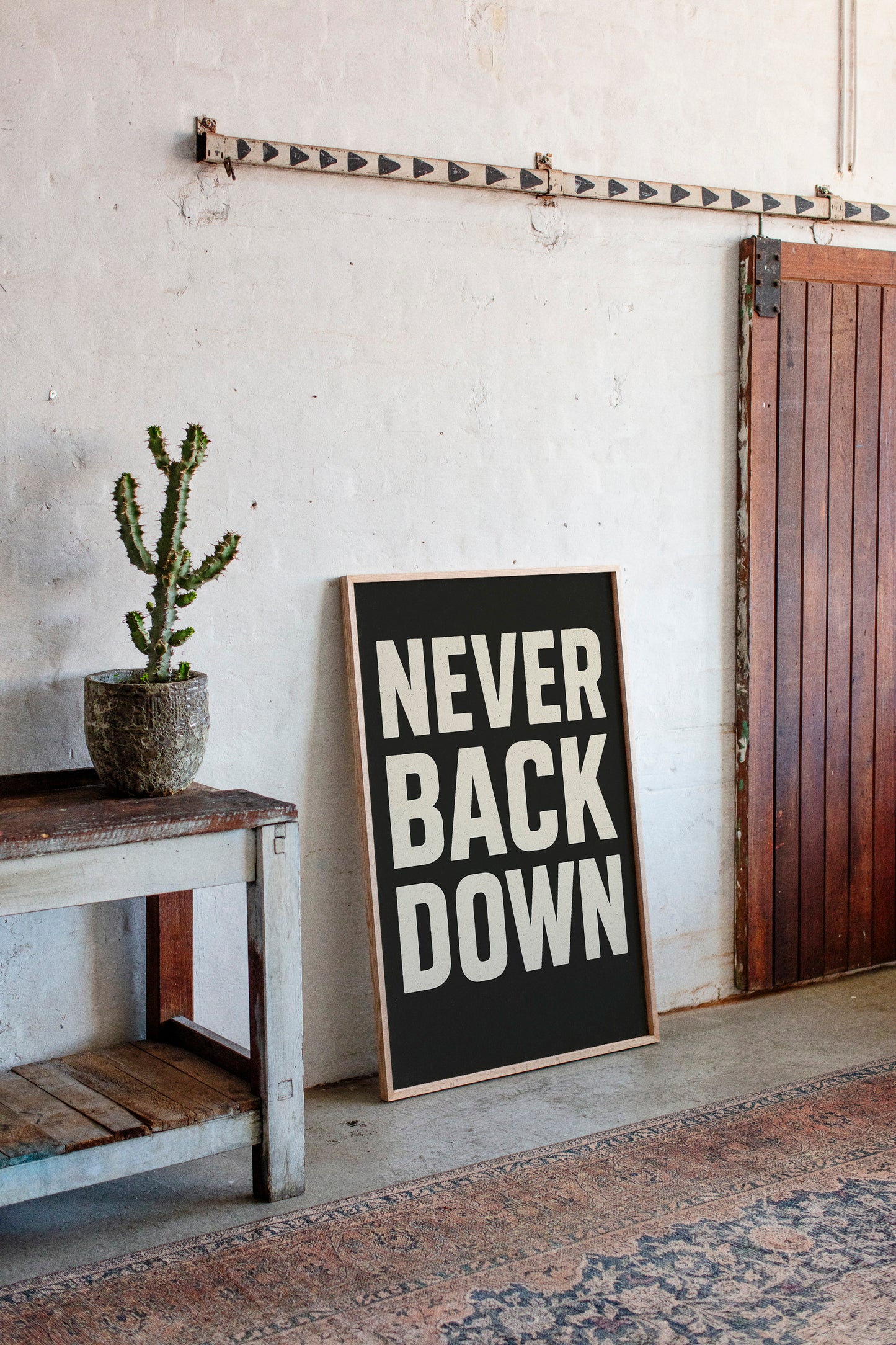 Never Back Down Grit Typography Poster