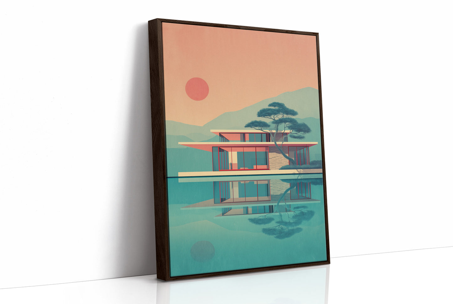 Mid Century Modern House at Sunset