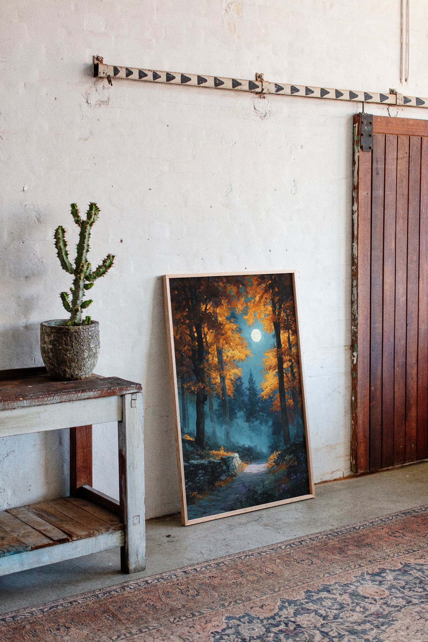 Moonlit Path Through Autumn's Embrace