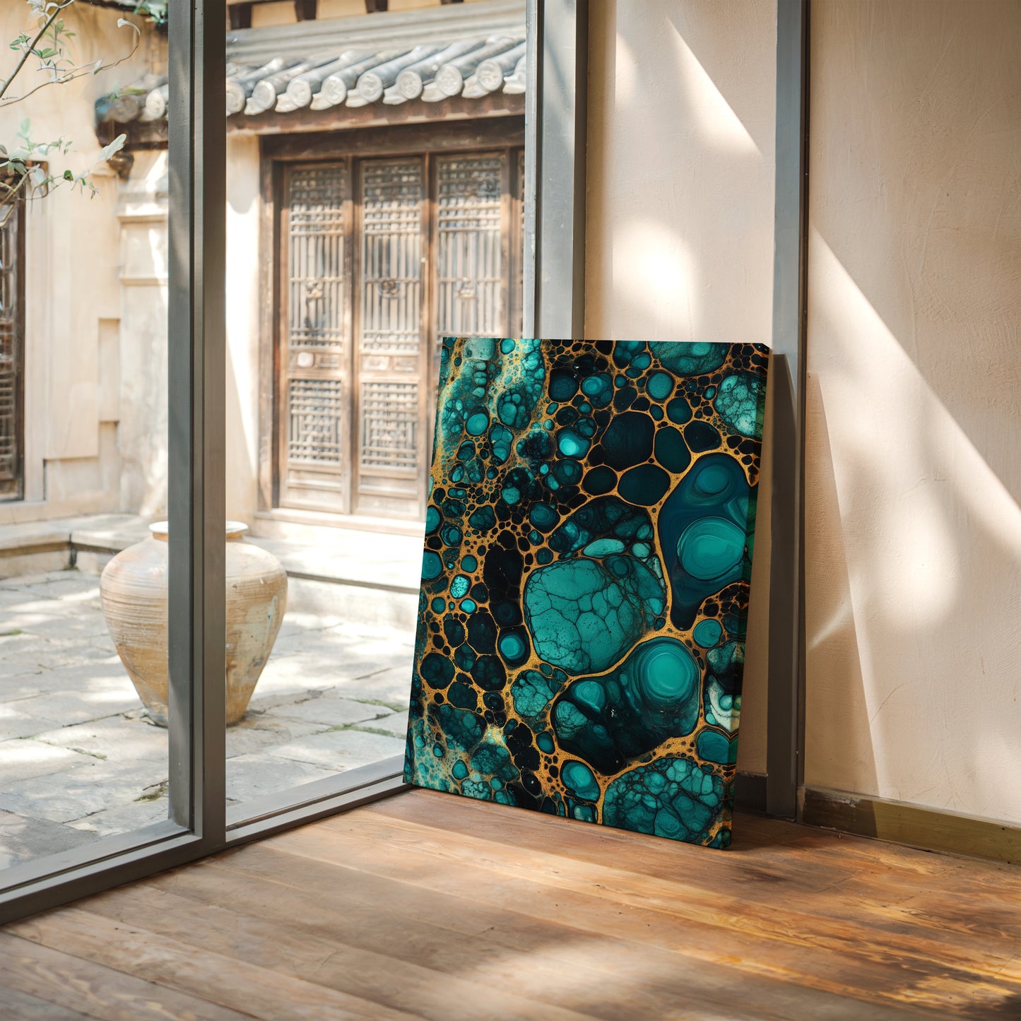 Electric Tides in Teal and Gold