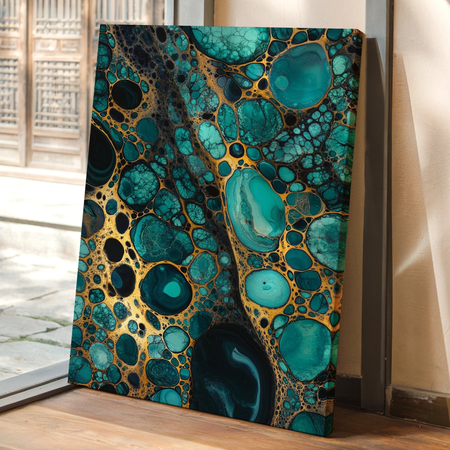 Golden Currents Beneath Turquoise Skin