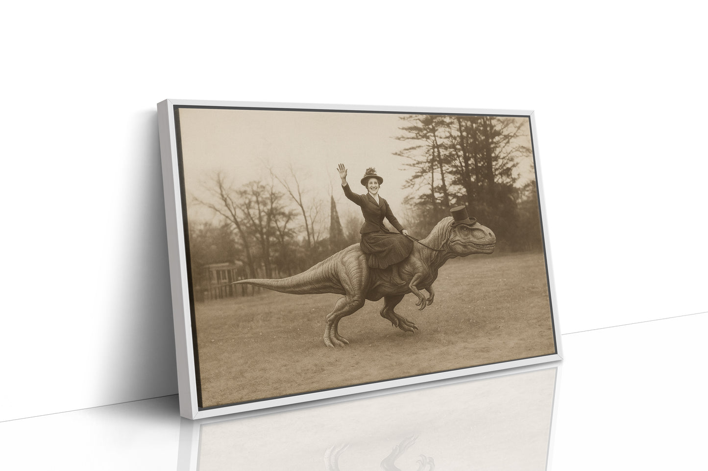 Victorian Lady Riding a Top-Hat T-Rex