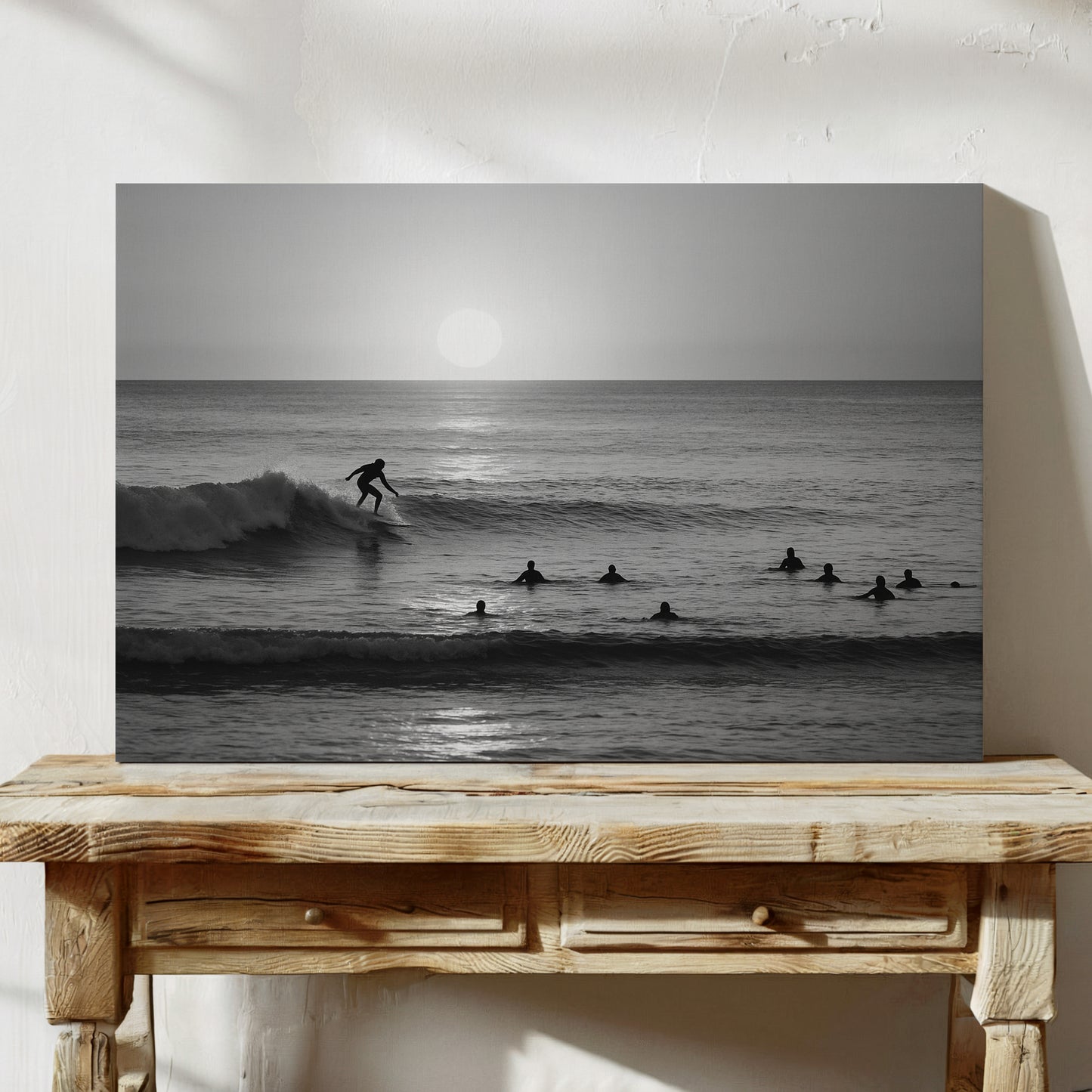 Sunset Lineup in Black and White