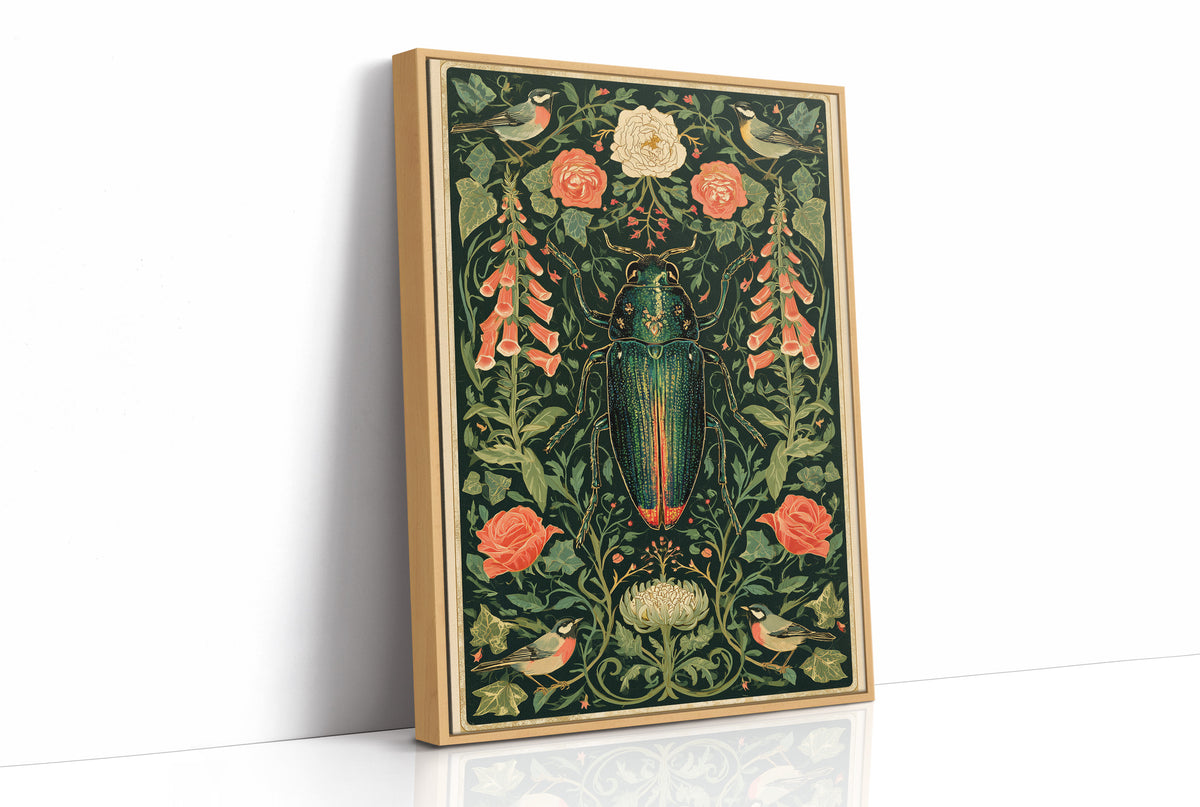 Emerald Beetle and Chrysanthemum