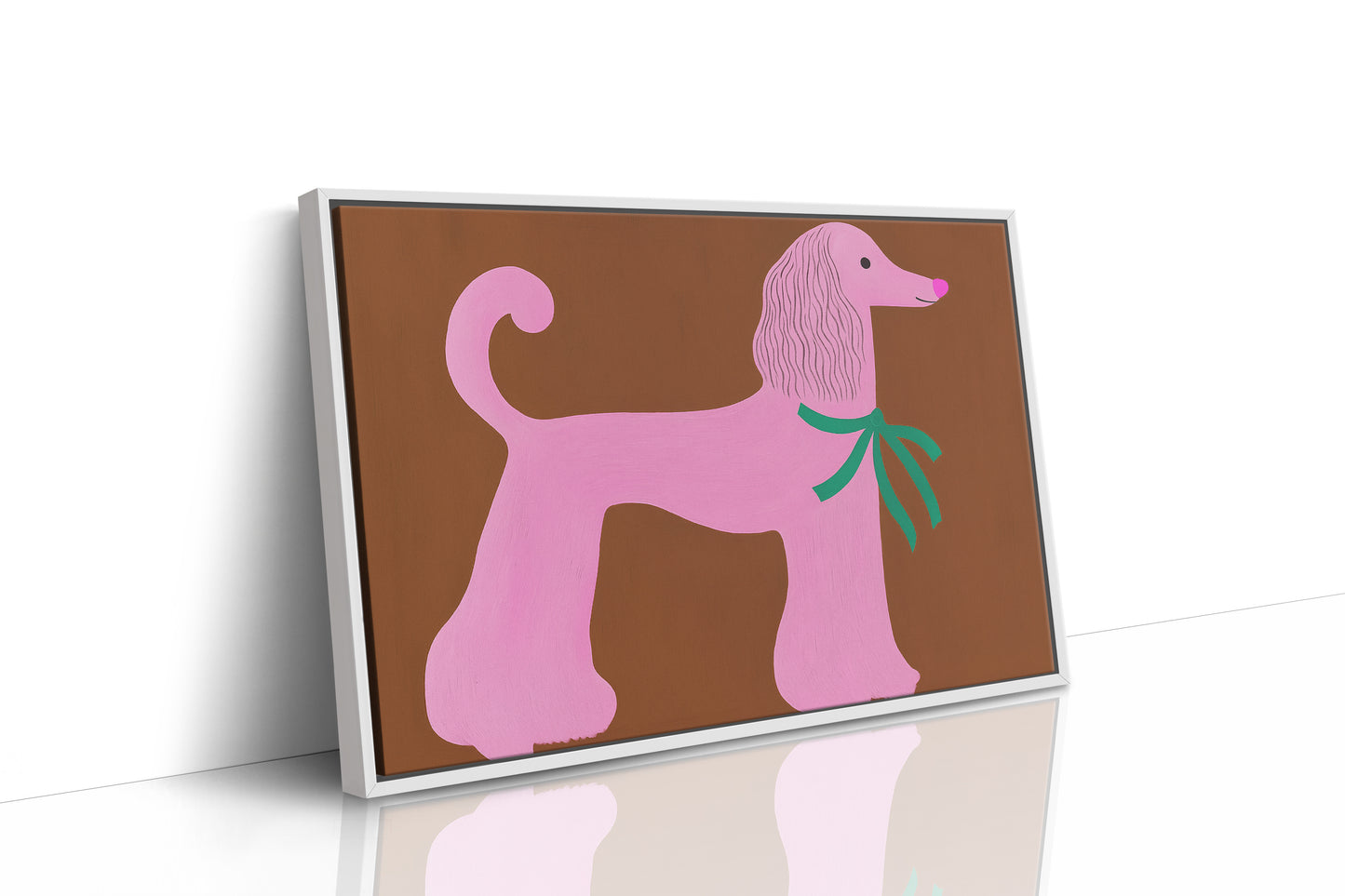 Pink Poodle with a Green Bow