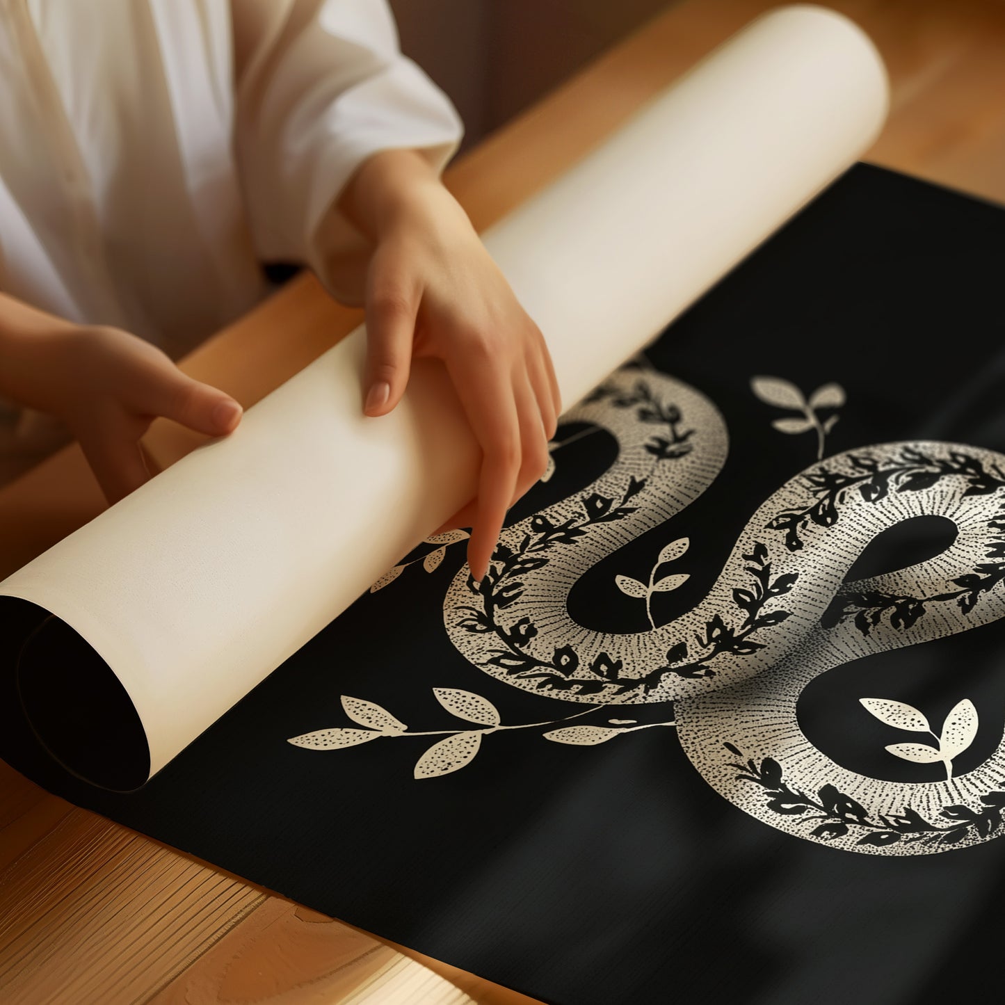 Serpent Adorned With Silver Leaves