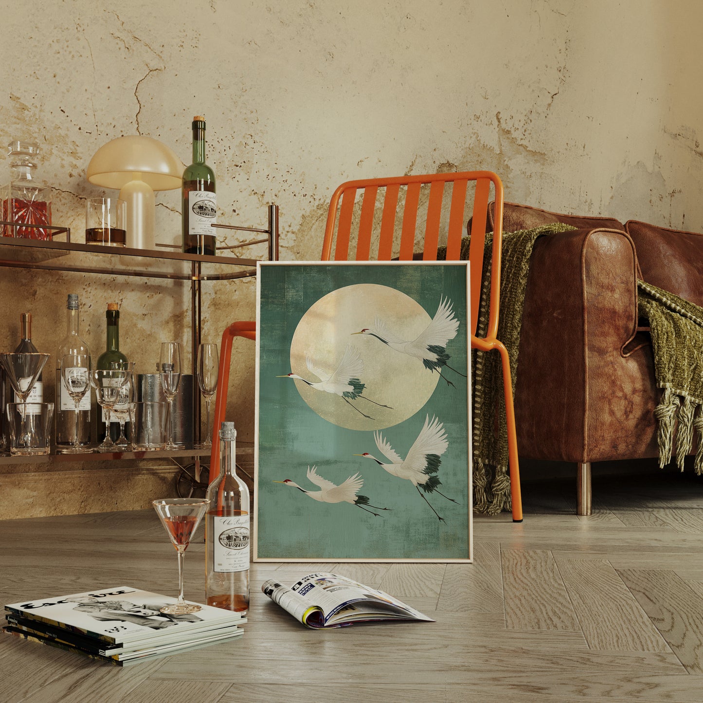 Moonrise Flight of the Cranes