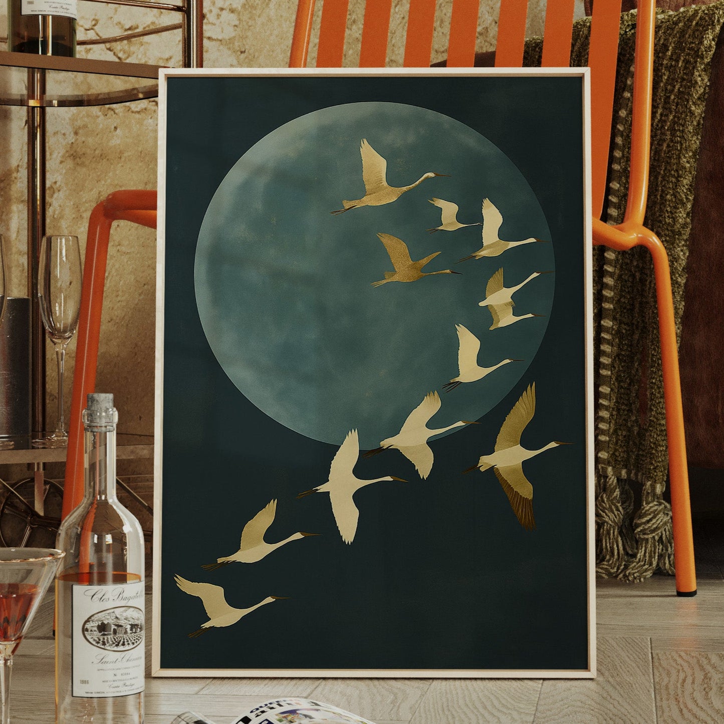 Golden Flight Beneath a Silent Moon