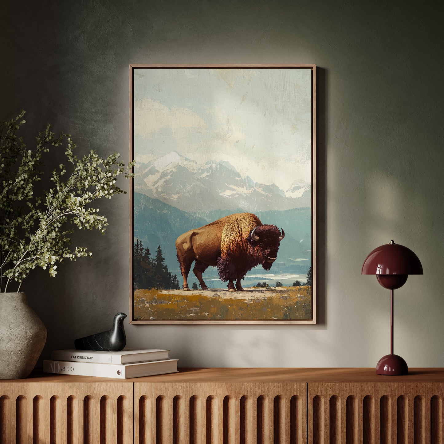 Bison Beneath the Mountain Sky