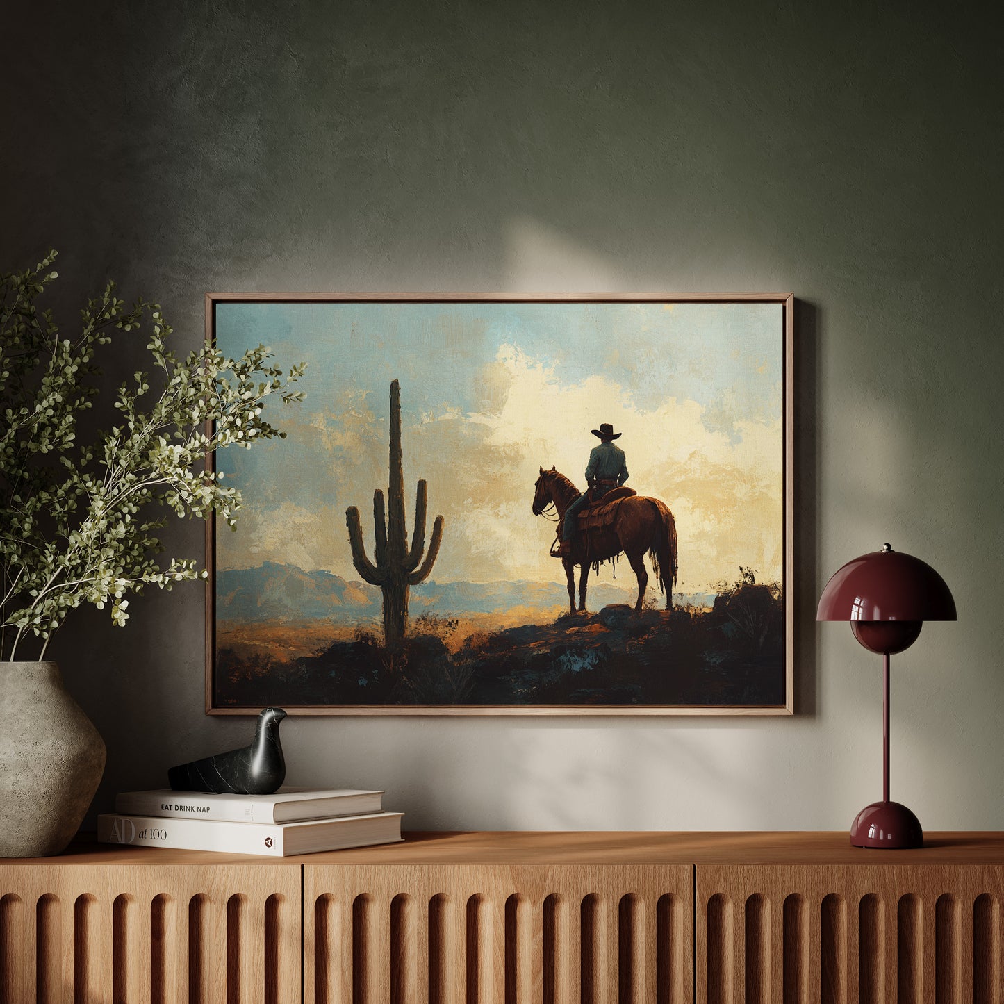 Cowboy Sundown by the Saguaro