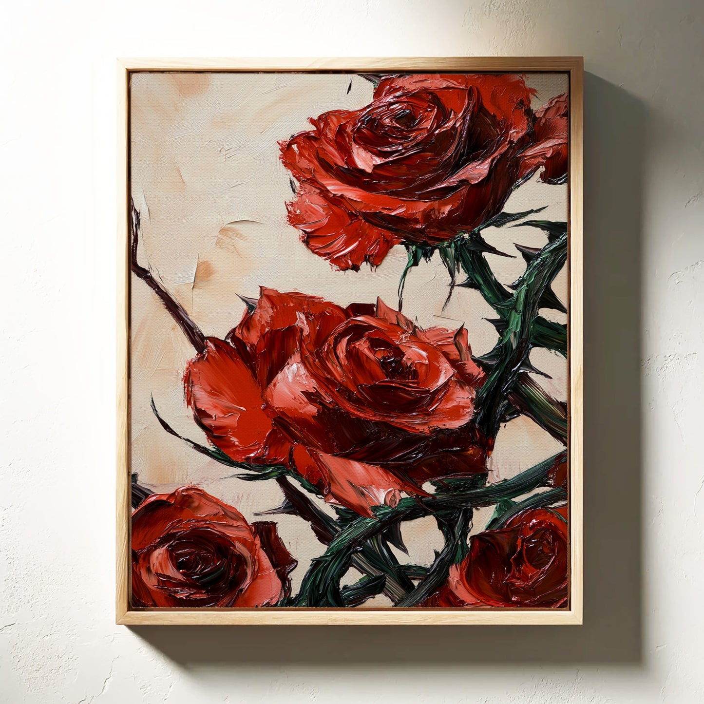 Crimson Roses with Thorns