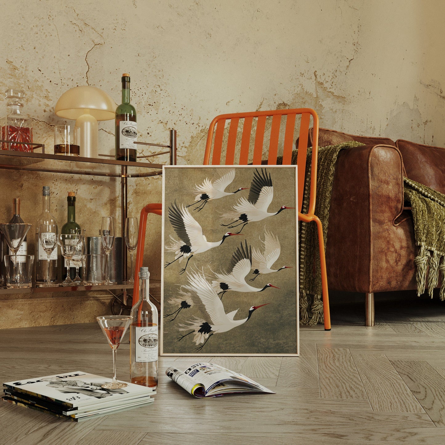 Elegant Japanese Crane Wall Art – Traditional Nature-Inspired Print