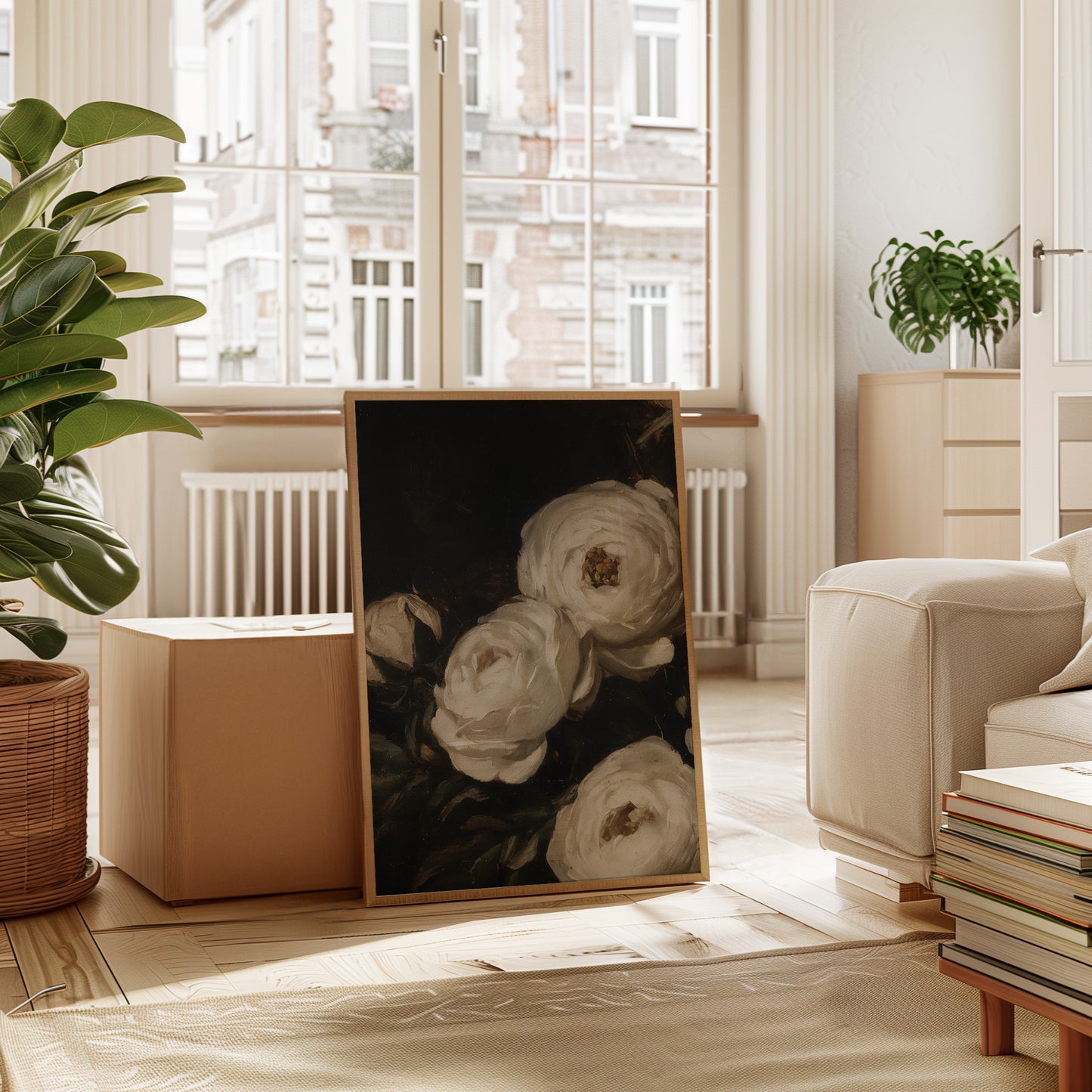 Ivory Roses in Baroque Shadow