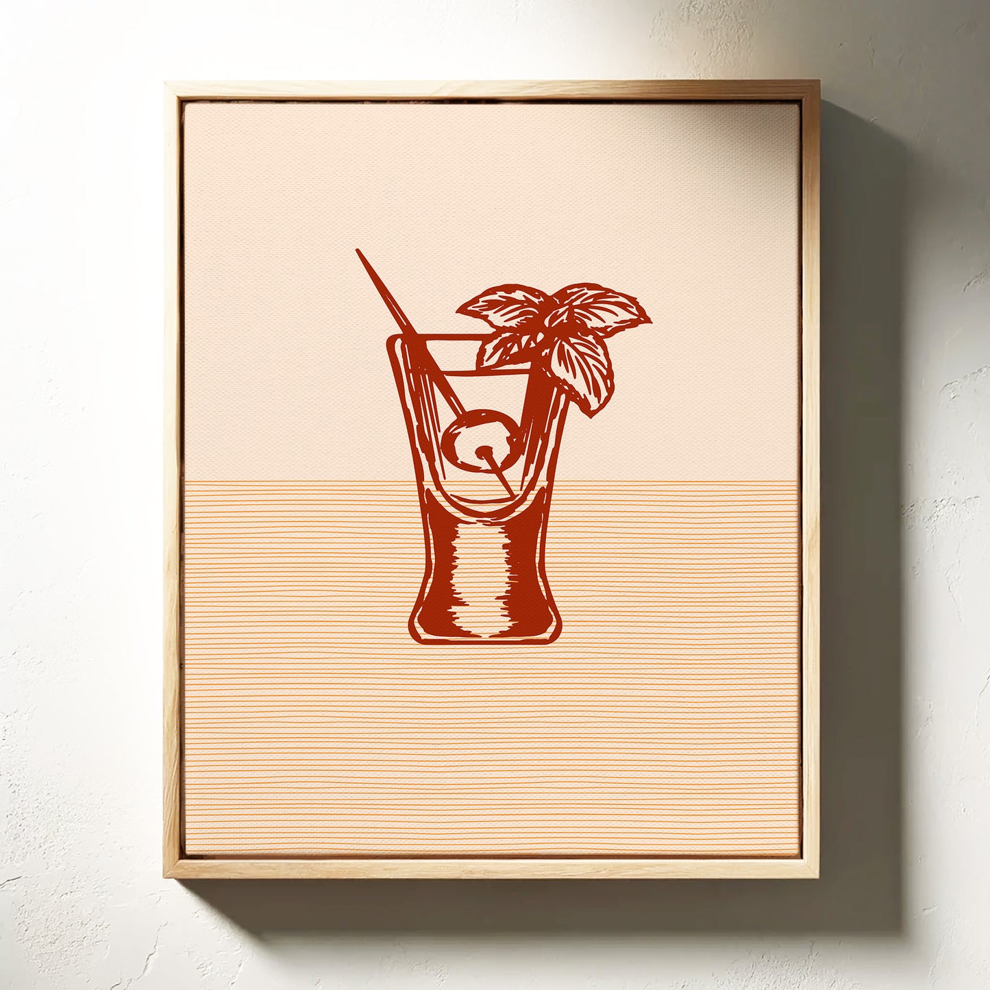 Mint Leaves Float Above Sunset Lines