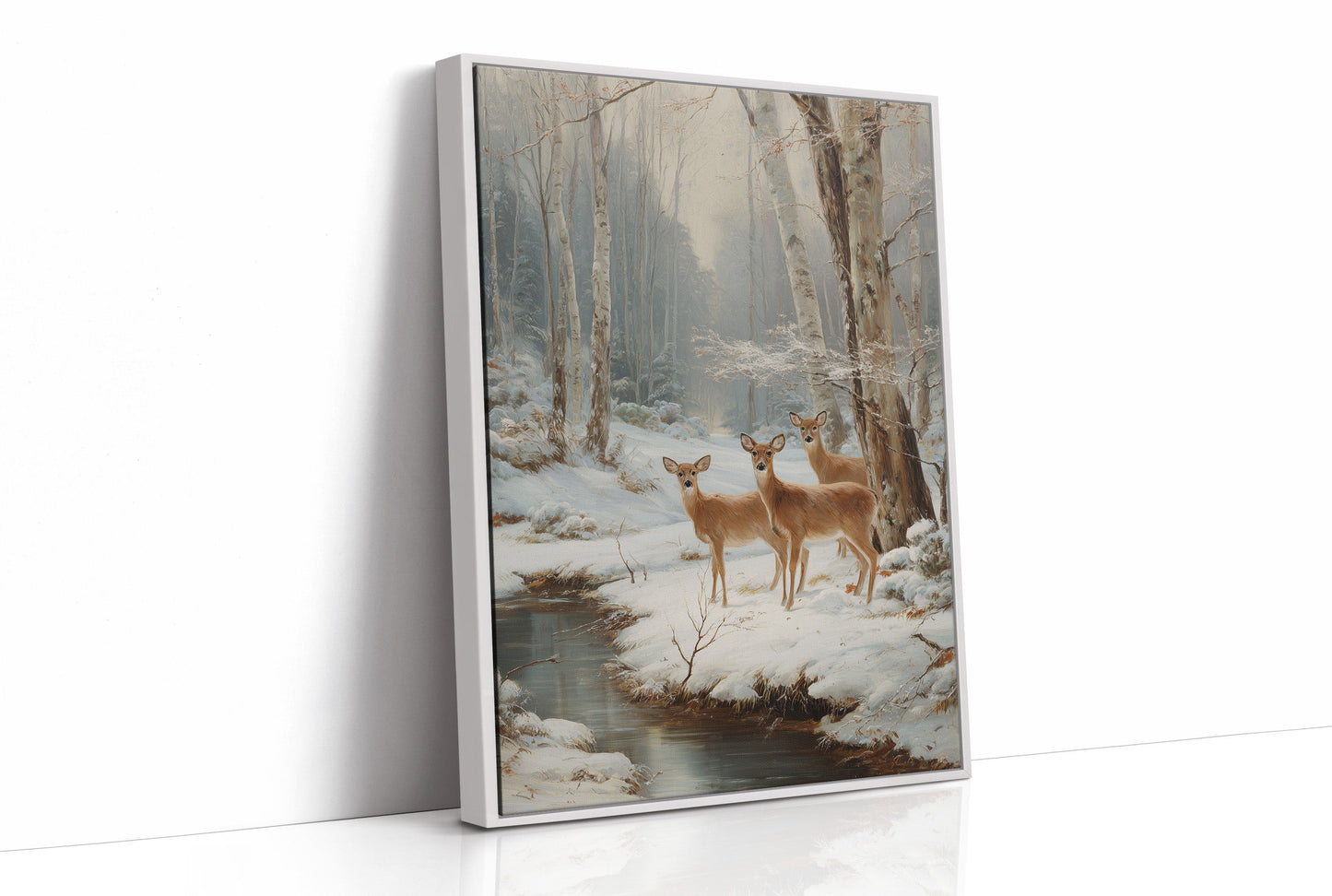 December Deer By Frozen Stream
