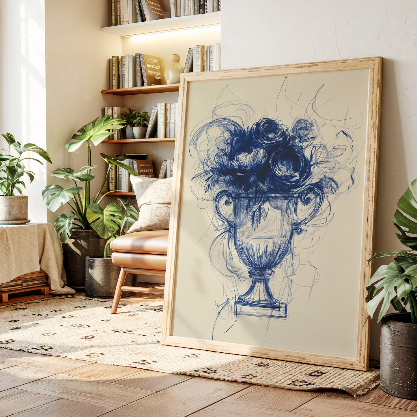 Indigo Roses Dance In Crystal Urn