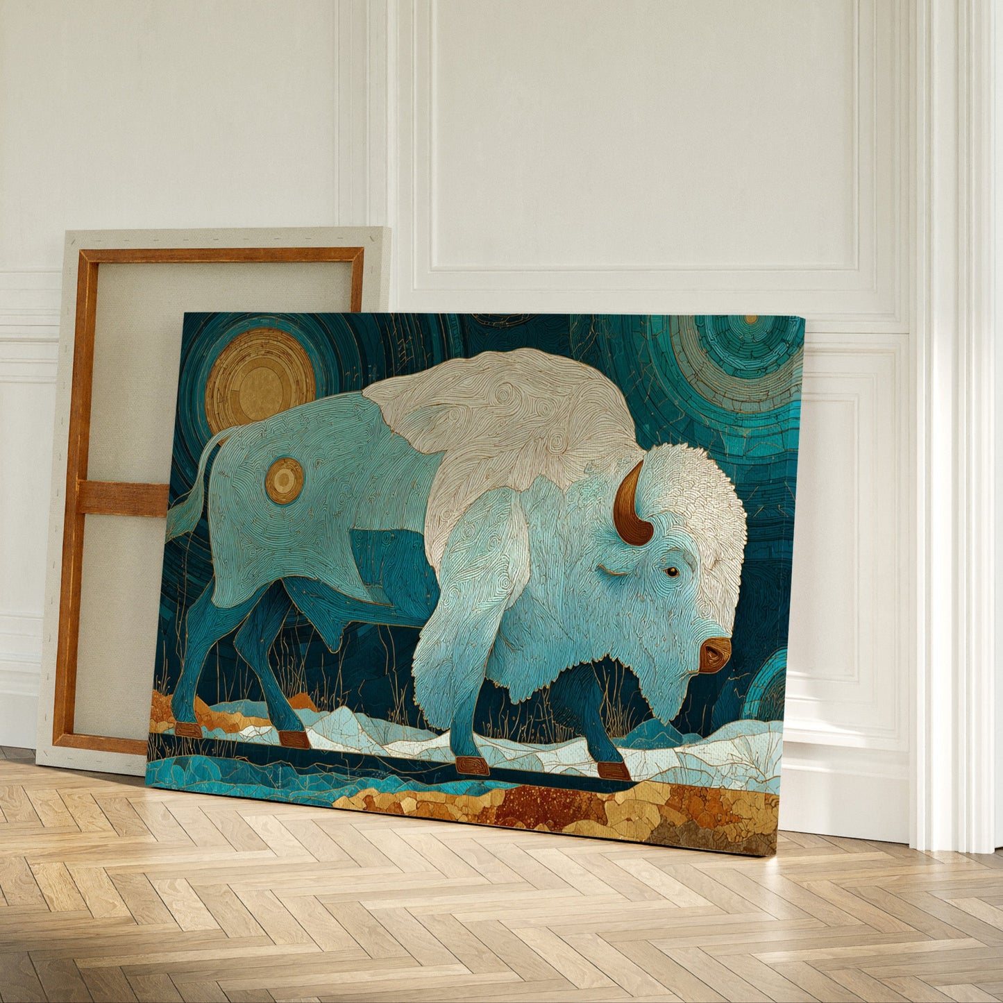 Sacred Bison Under Celestial Moons