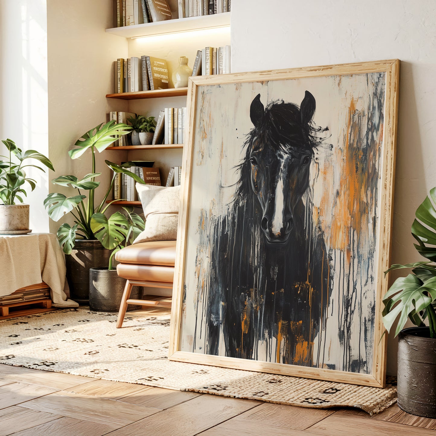 Fierce Stallion in Amber Rain