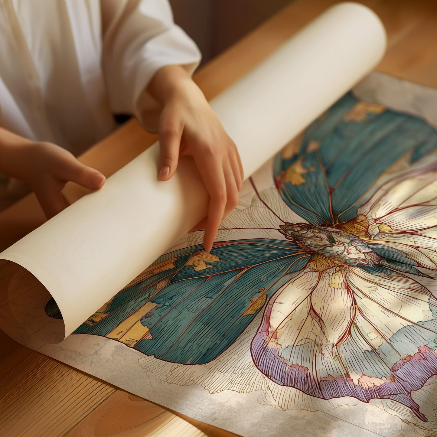 Teal Wings On Vintage Maps