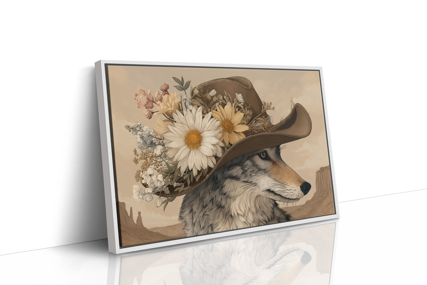 Desert Wolf Wears Wild Daisies