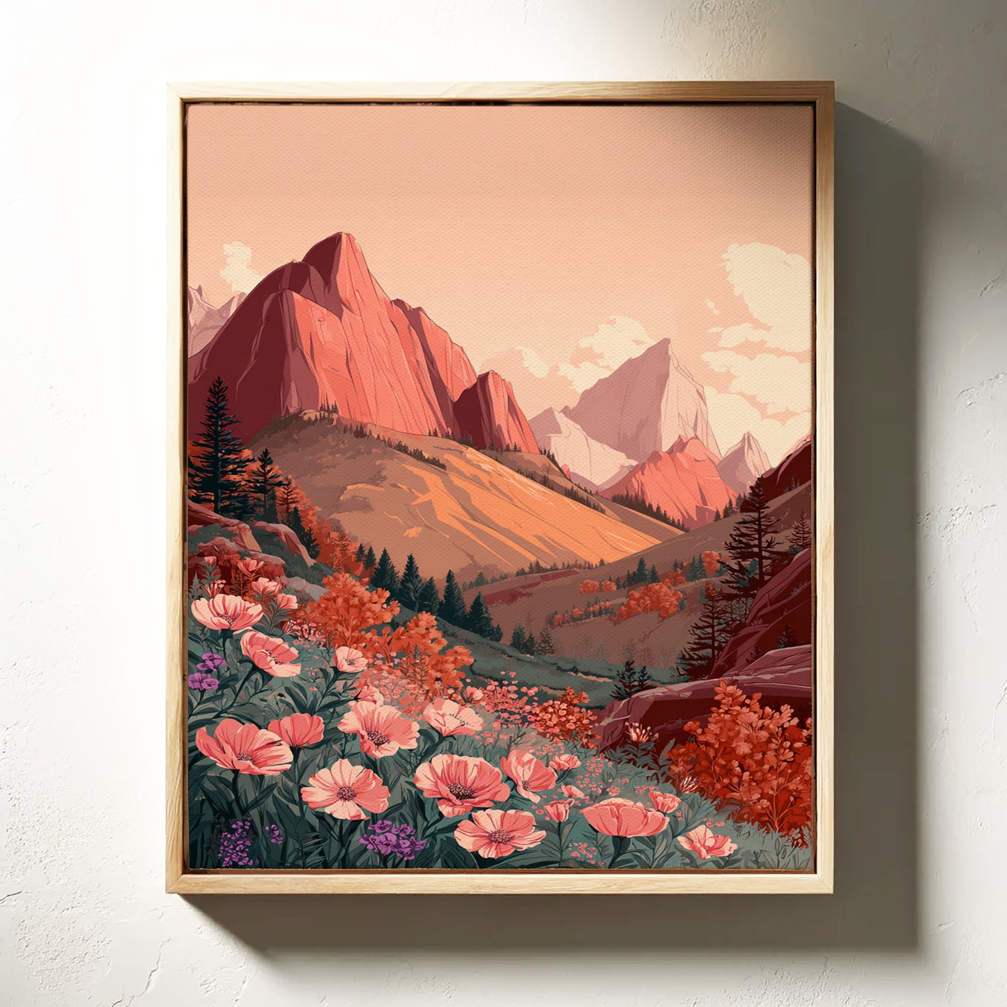 Mountains Embrace Their Floral Veil