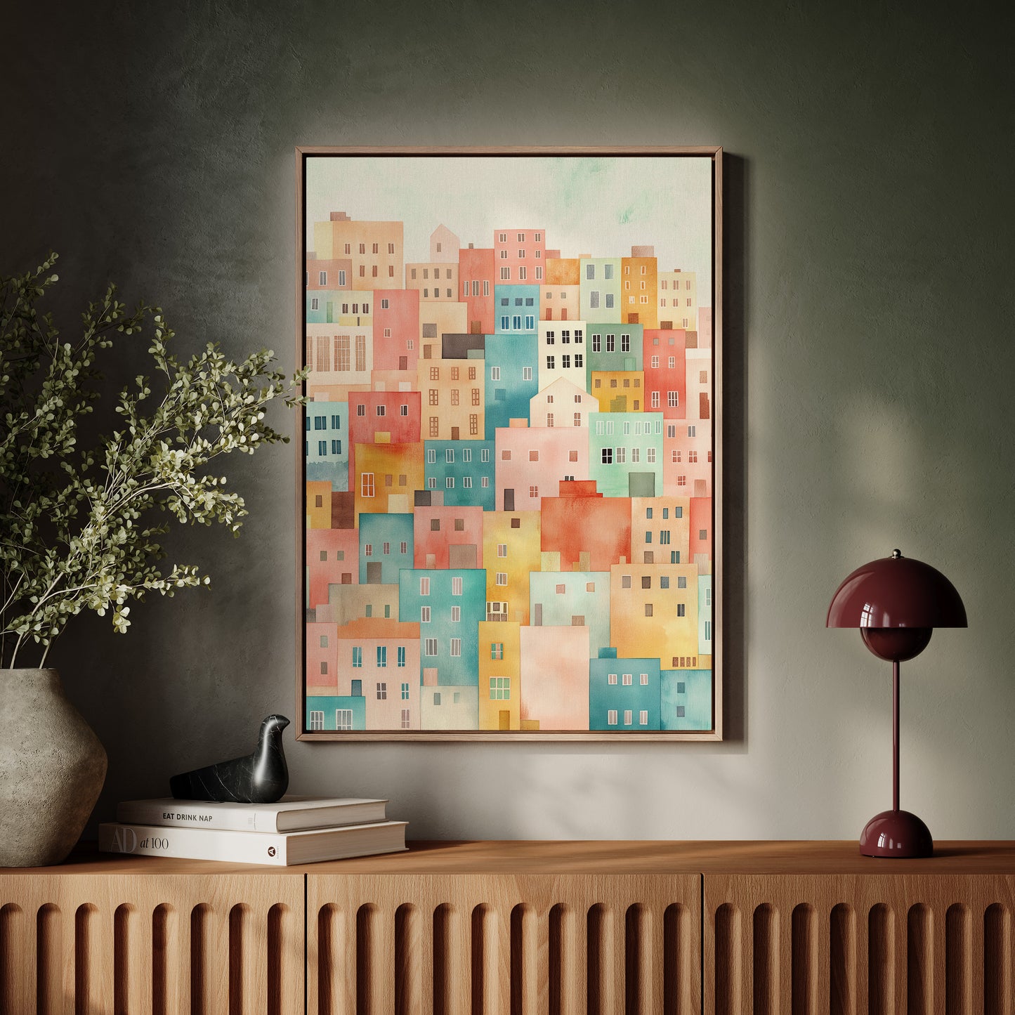 Stacked City Dreams Watercolor Print