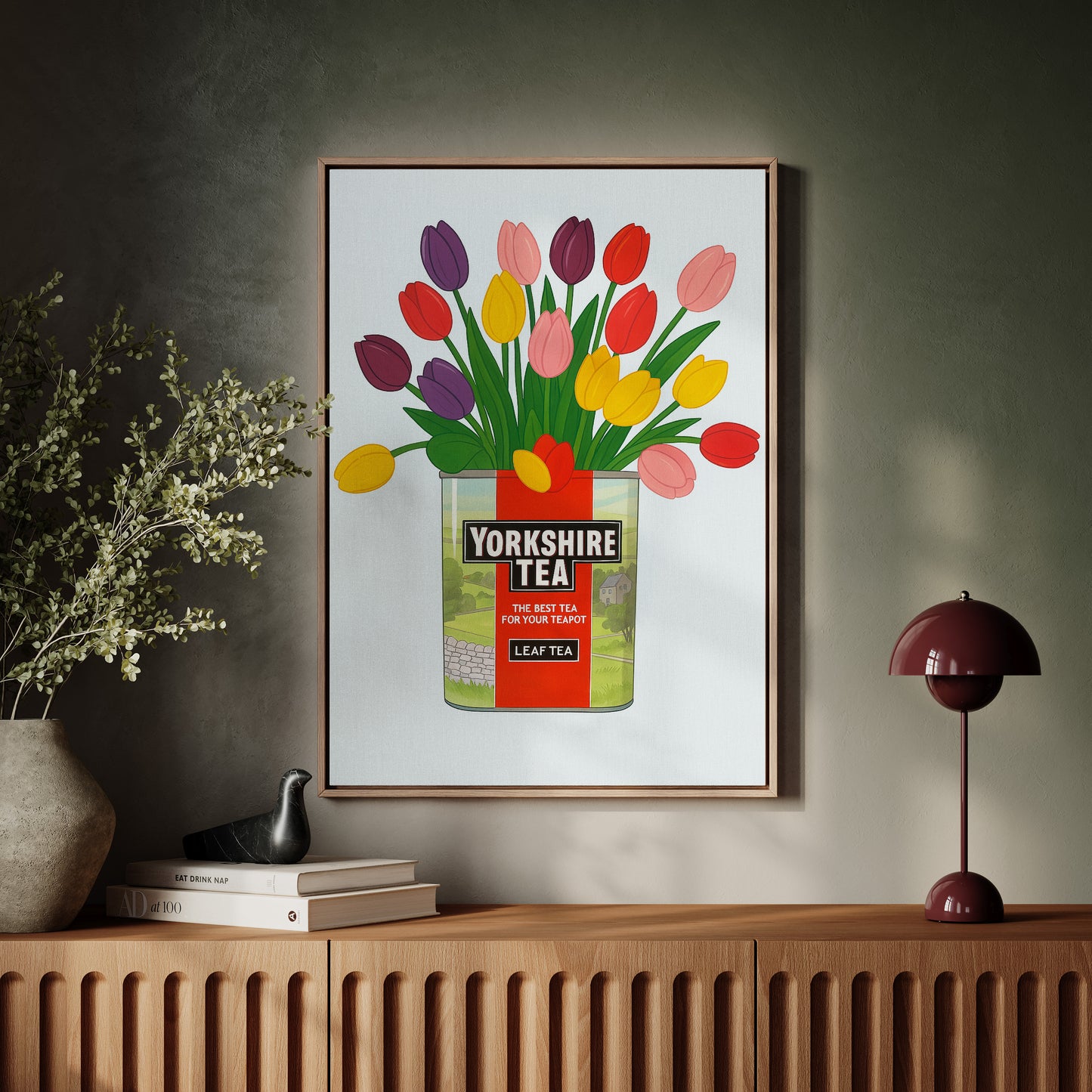 Tulips in a Yorkshire Tea Tin